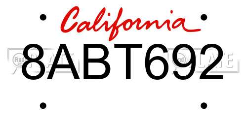 8ABT692 California License Plate
