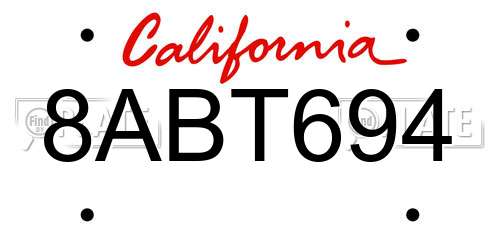 8ABT694 California License Plate