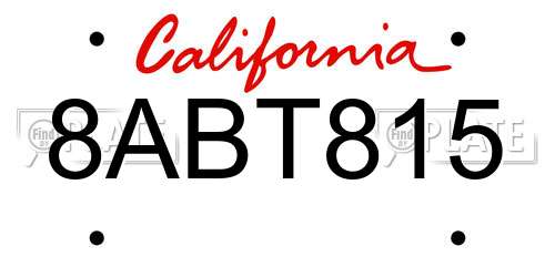 8ABT815 California License Plate