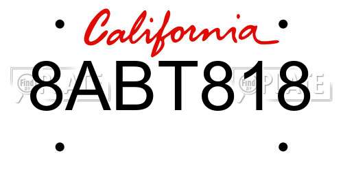 8ABT818 California License Plate