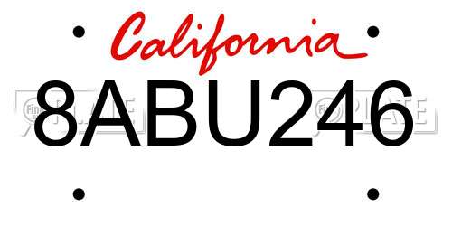 8ABU246 California License Plate