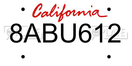 8ABU612 California License Plate