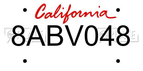 8ABV048 California License Plate