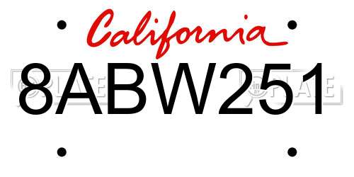 8ABW251 California License Plate