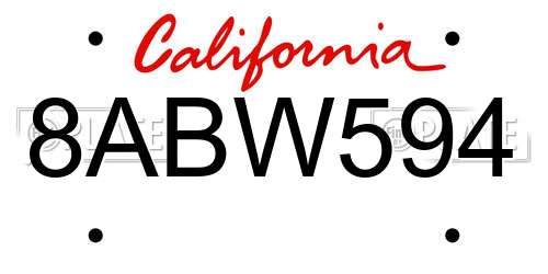 8ABW594 California License Plate