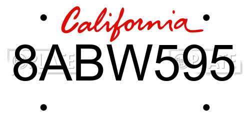 8ABW595 California License Plate