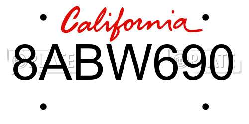 8ABW690 California License Plate