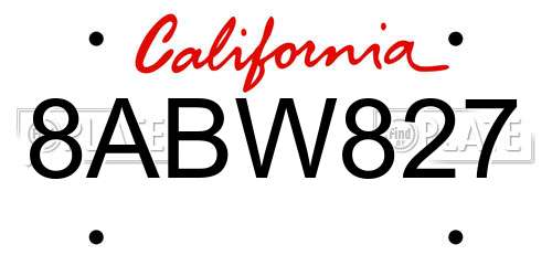 8ABW827 California License Plate