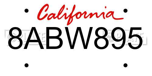 8ABW895 California License Plate