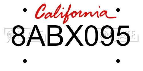 8ABX095 California License Plate