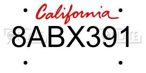8ABX391 California License Plate