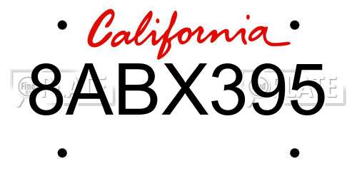 8ABX395 California License Plate