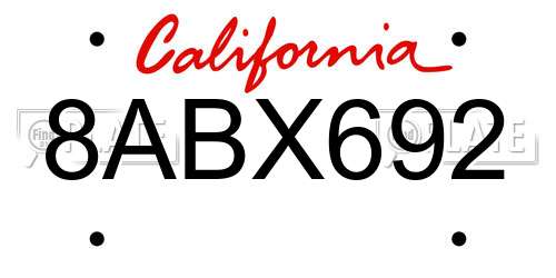 8ABX692 California License Plate
