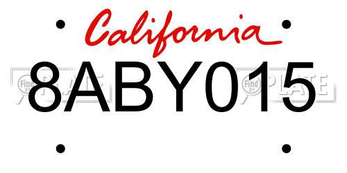8ABY015 California License Plate