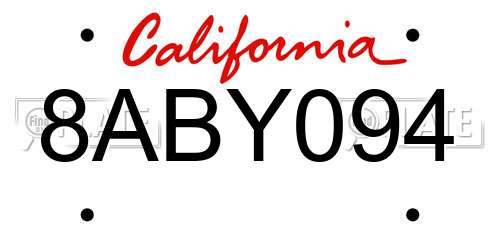 8ABY094 California License Plate