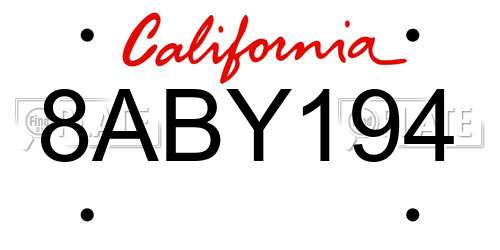 8ABY194 California License Plate