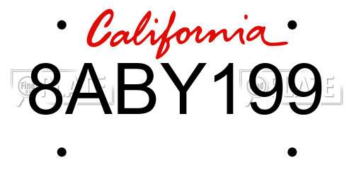 8ABY199 California License Plate