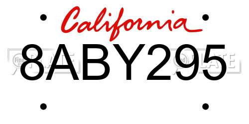 8ABY295 California License Plate