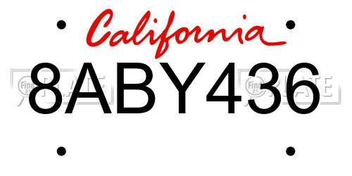 8ABY436 California License Plate