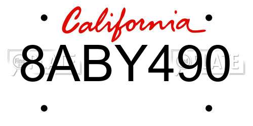 8ABY490 California License Plate