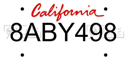 8ABY498 California License Plate