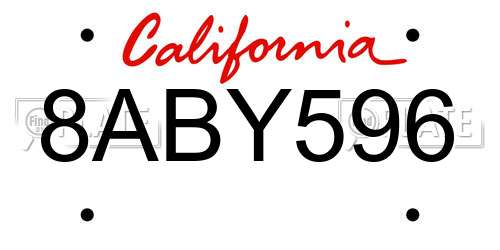 8ABY596 California License Plate