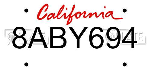 8ABY694 California License Plate