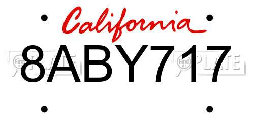 8ABY717 California License Plate