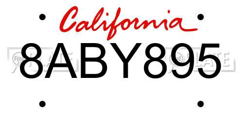 8ABY895 California License Plate