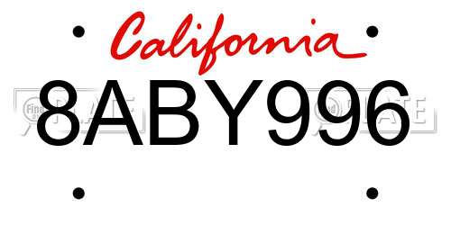 8ABY996 California License Plate