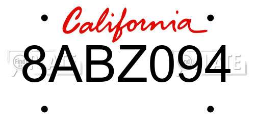 8ABZ094 California License Plate