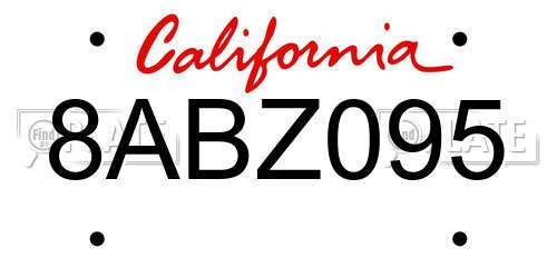 8ABZ095 California License Plate
