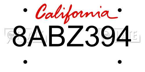 8ABZ394 California License Plate