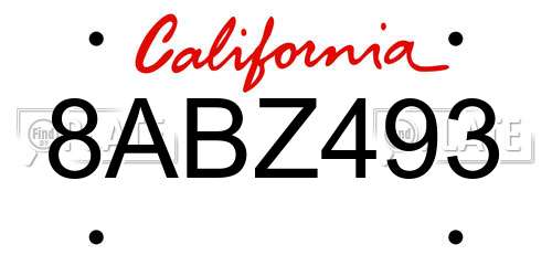8ABZ493 California License Plate