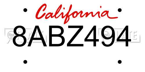 8ABZ494 California License Plate
