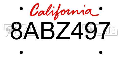 8ABZ497 California License Plate