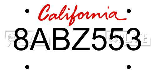 8ABZ553 California License Plate