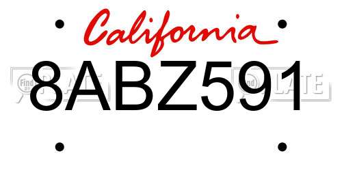 8ABZ591 California License Plate
