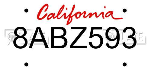 8ABZ593 California License Plate