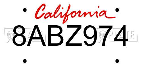 8ABZ974 California License Plate