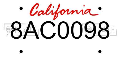 8AC0098 California License Plate
