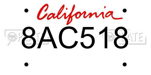 8AC518 California License Plate