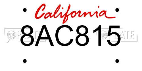 8AC815 California License Plate