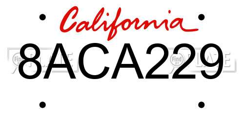 8ACA229 California License Plate