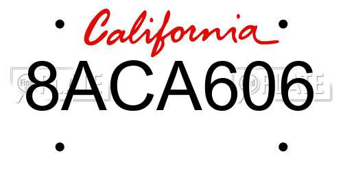 8ACA606 California License Plate