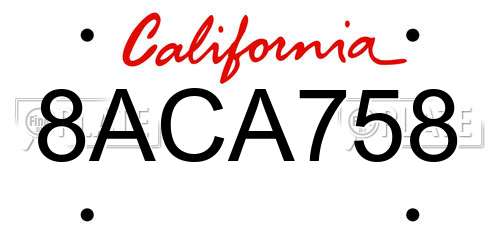 8ACA758 California License Plate