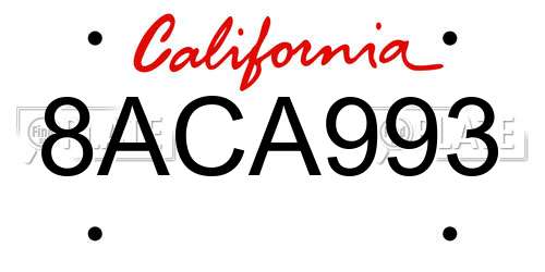 8ACA993 California License Plate