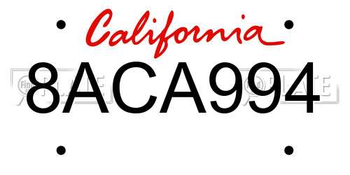 8ACA994 California License Plate