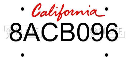 8ACB096 California License Plate
