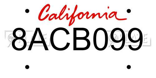 8ACB099 California License Plate